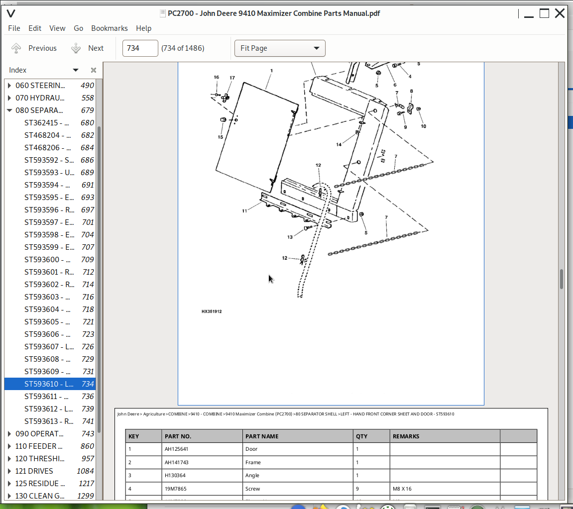 John Deere 9410 Maximizer Combine Parts Catalog (PC2700) A++ Repair